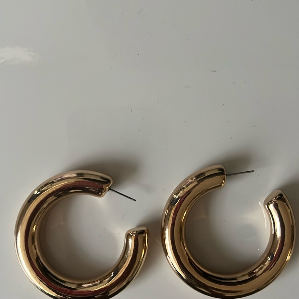 Gold Tone Tube Earrings